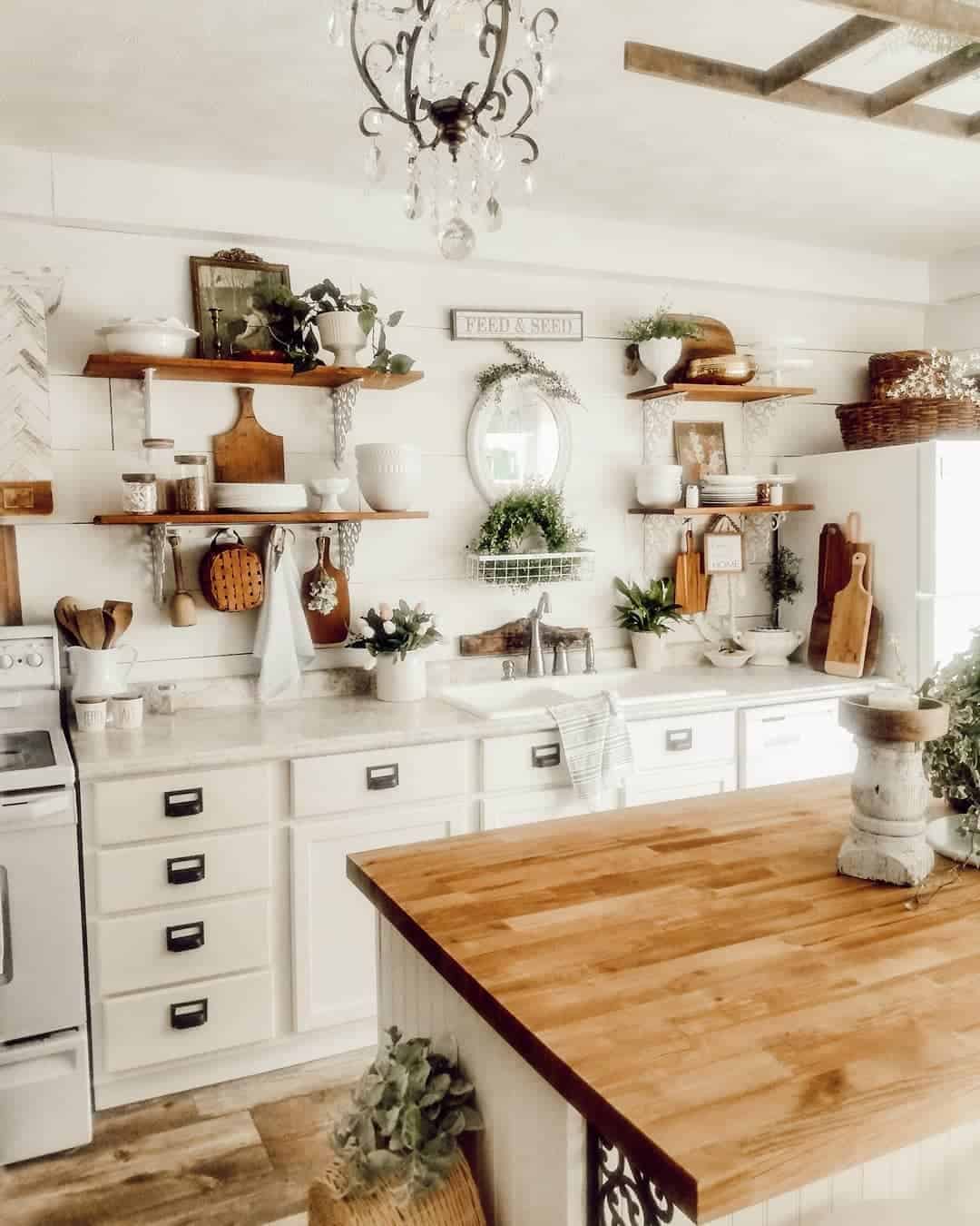 04 of  Farmhouse Décor on Wall-Mounted Shelves