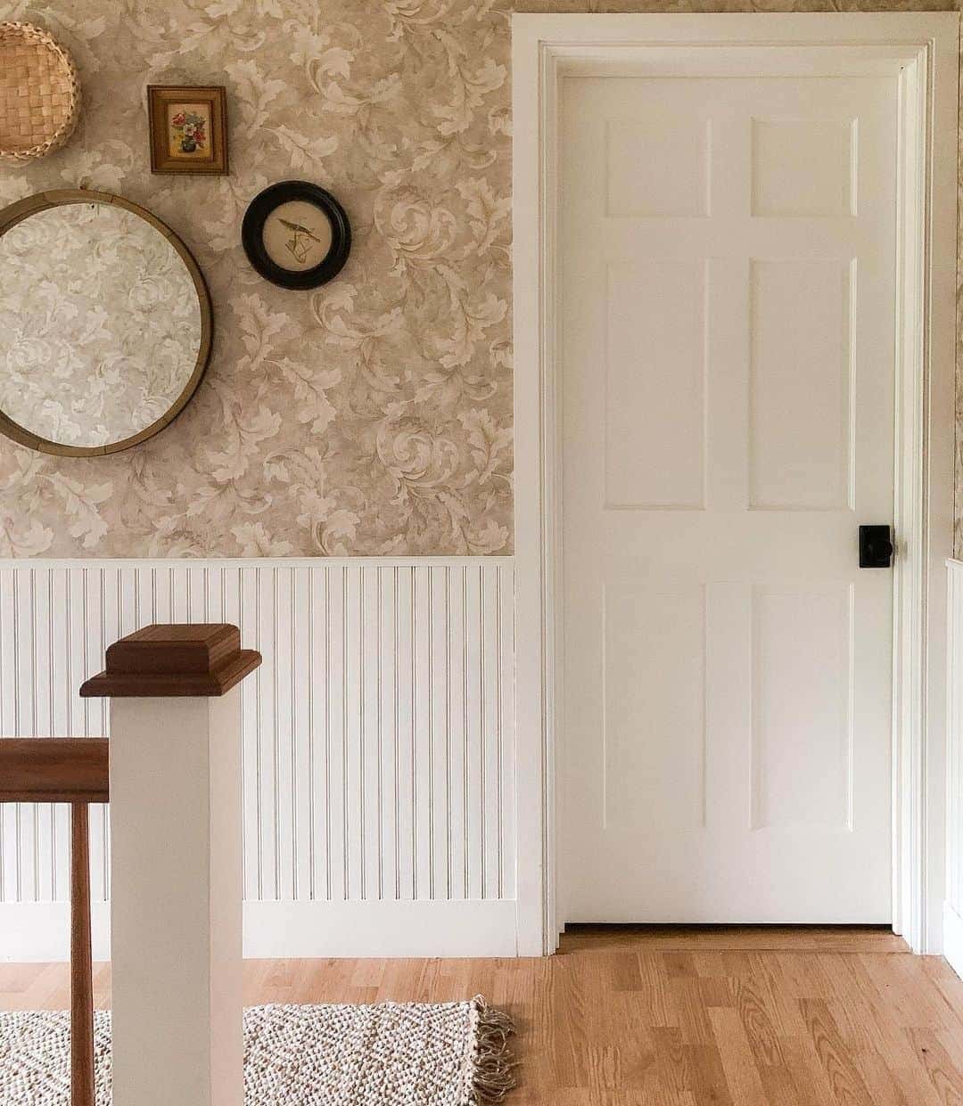 24 of  A White Interior Door with White Wainscoting