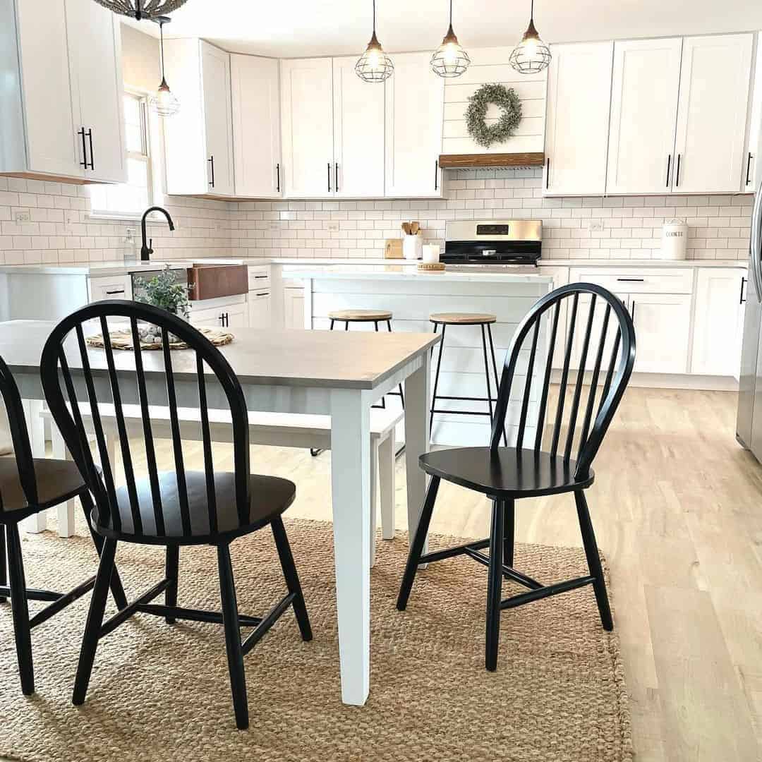 25 of  All White Farmhouse Kitchen With Subway Tile Backsplash