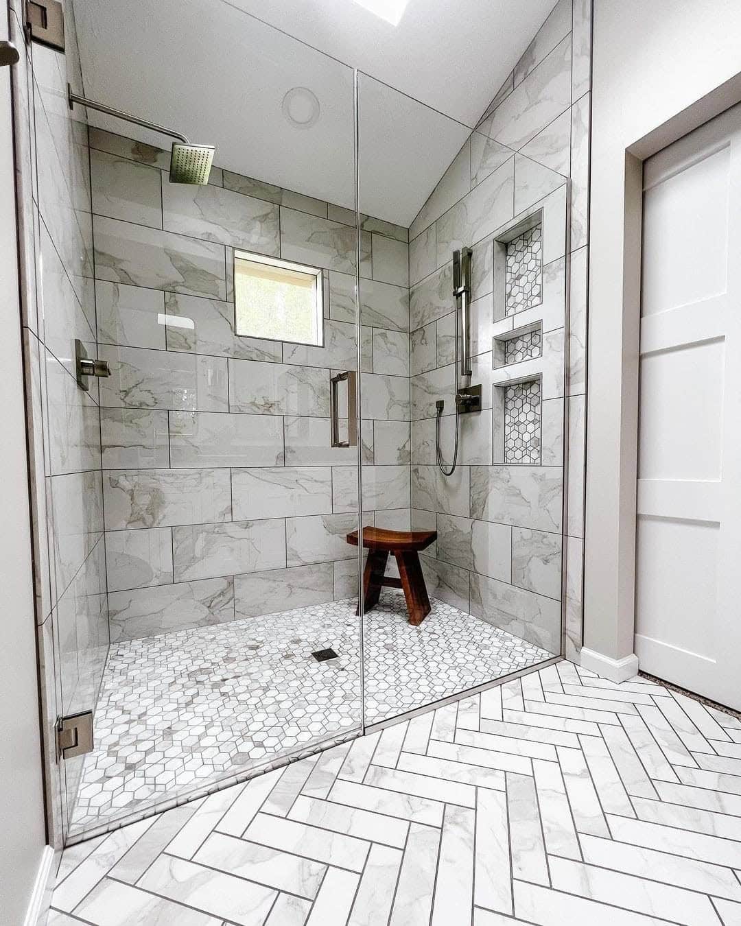 17 of  Transitional Tile Designs in an Open Bathroom