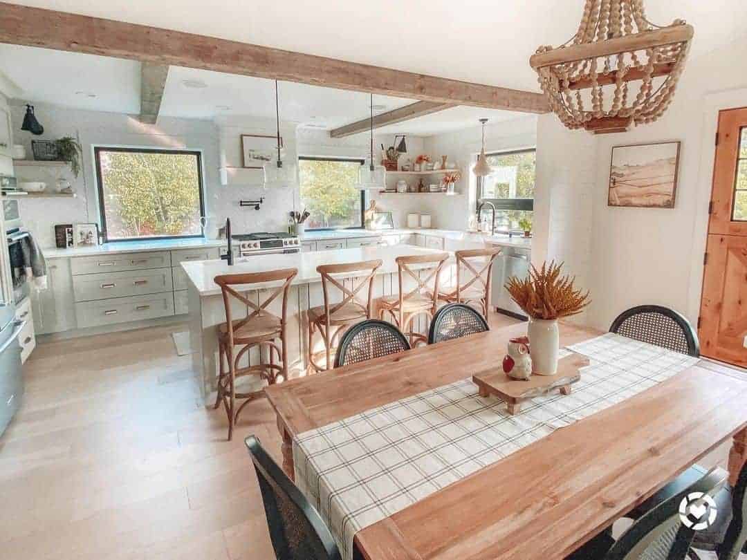 07 of  White Farmhouse Kitchen with 4 Bar Stools