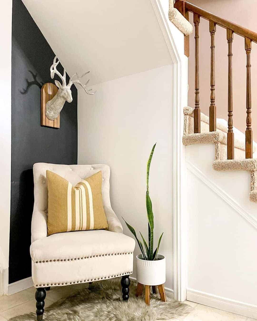 20 of  Black Foyer Accent Wall With Beige Corner Chair