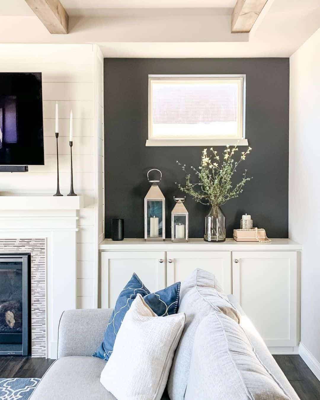 19 of  Gray Accent Wall With Blue and Lanterns