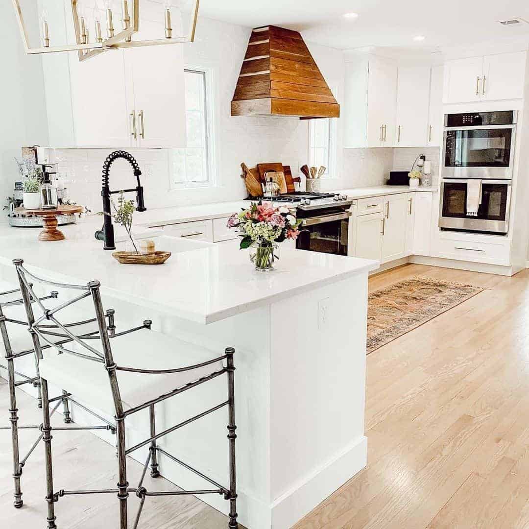 29 of  All White Kitchen with Wooden Accents