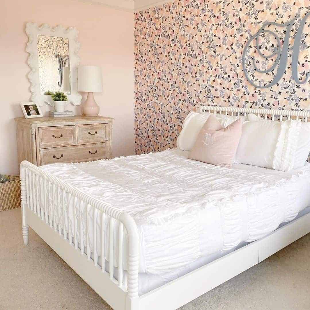 29 of  Soft Floral Wallpaper in Neutral Bedroom