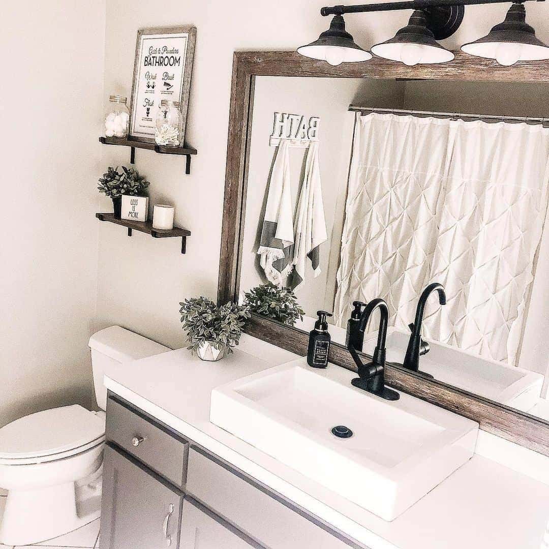 14 of  Gray Vanity with Rectangular Bathroom Mirror