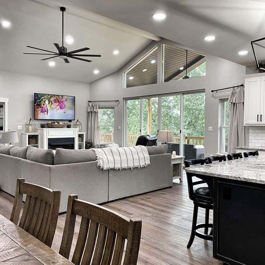 07 of  Agreeable Gray Living Space with Ceiling Fan