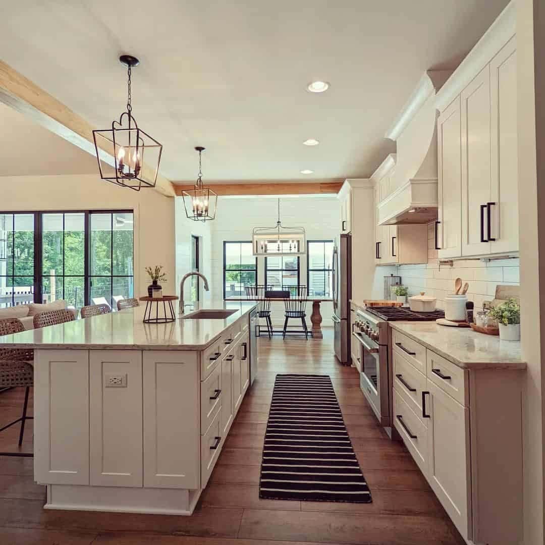 10 of  White Kitchen With Black Striped Runner Rug