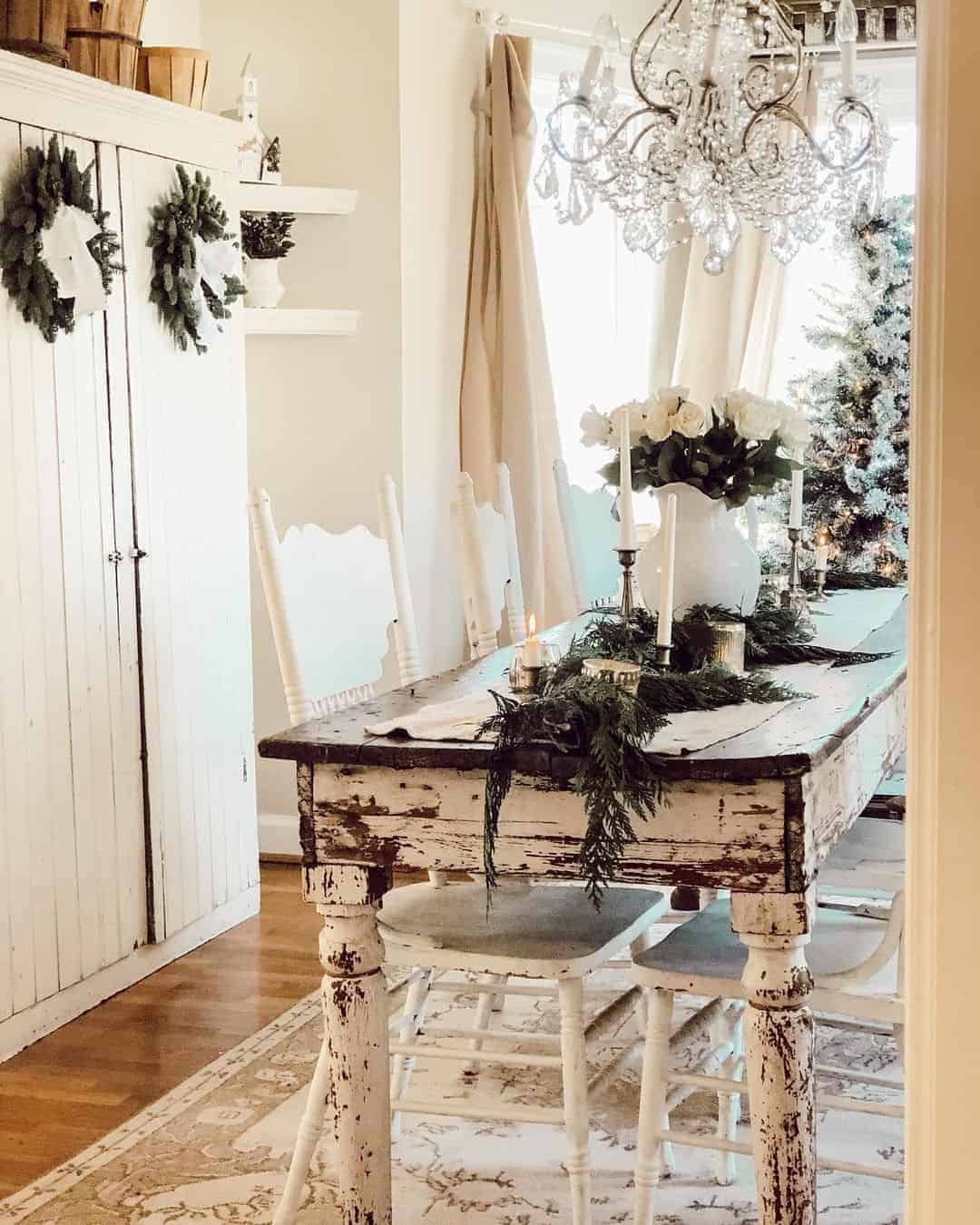 12 of  Rustic Christmas Table With Stripped White Paint