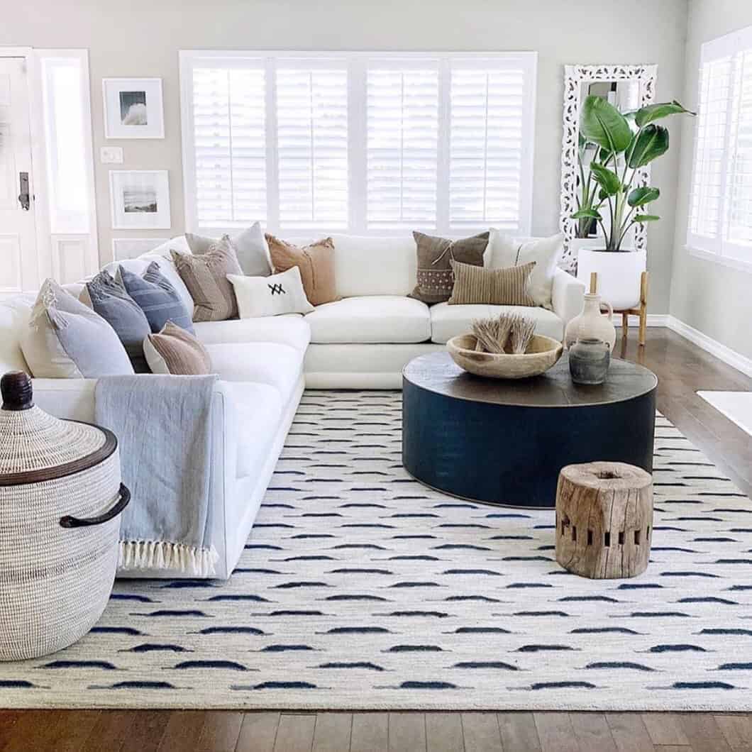 22 of  Beige and Blue Patterned Area Rug Living Room