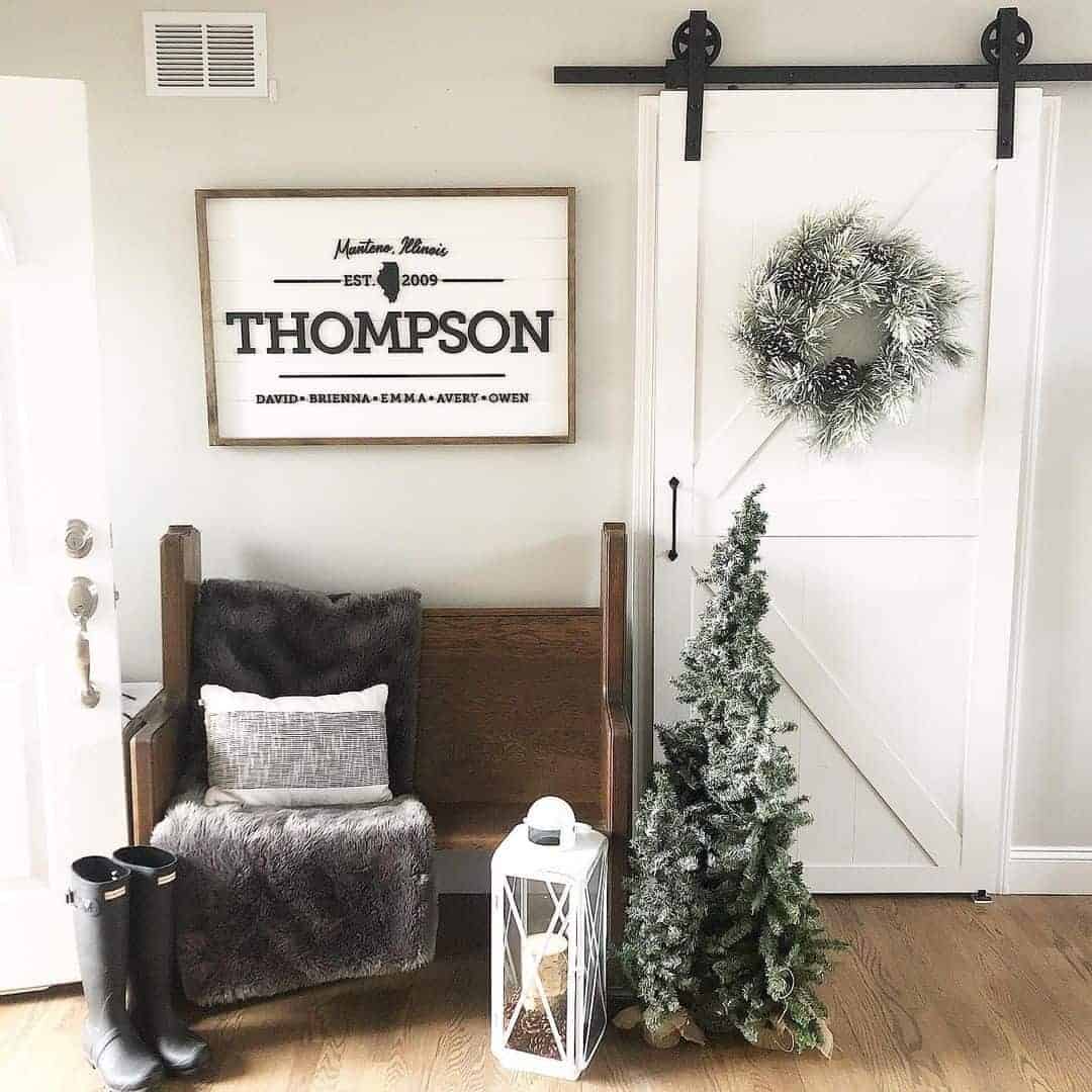 30 of  Winter Barn Door Décor