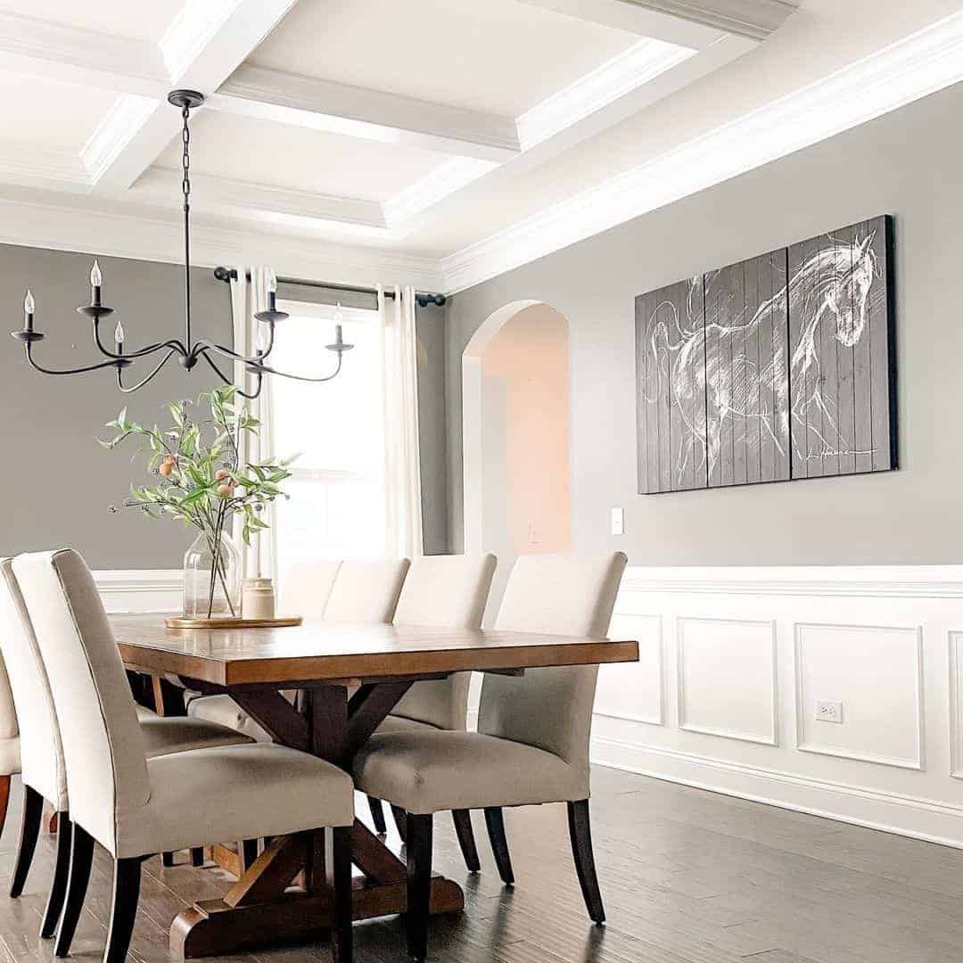 28 of  Gray Dining Room Walls with White Wainscoting