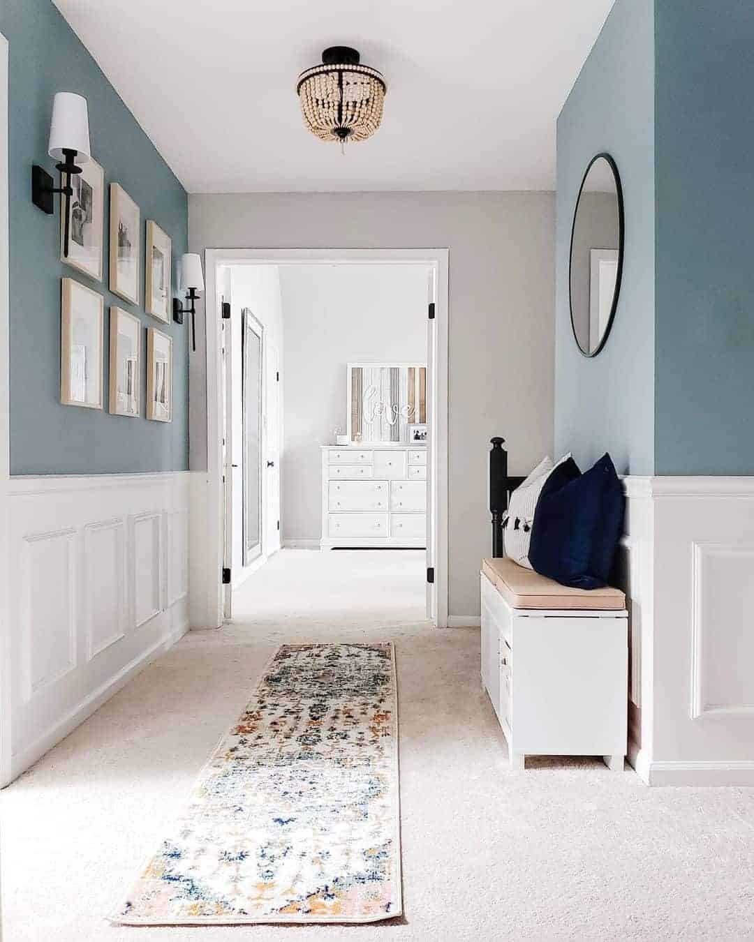 22 of  Muted Blue Walls with White Wainscoting