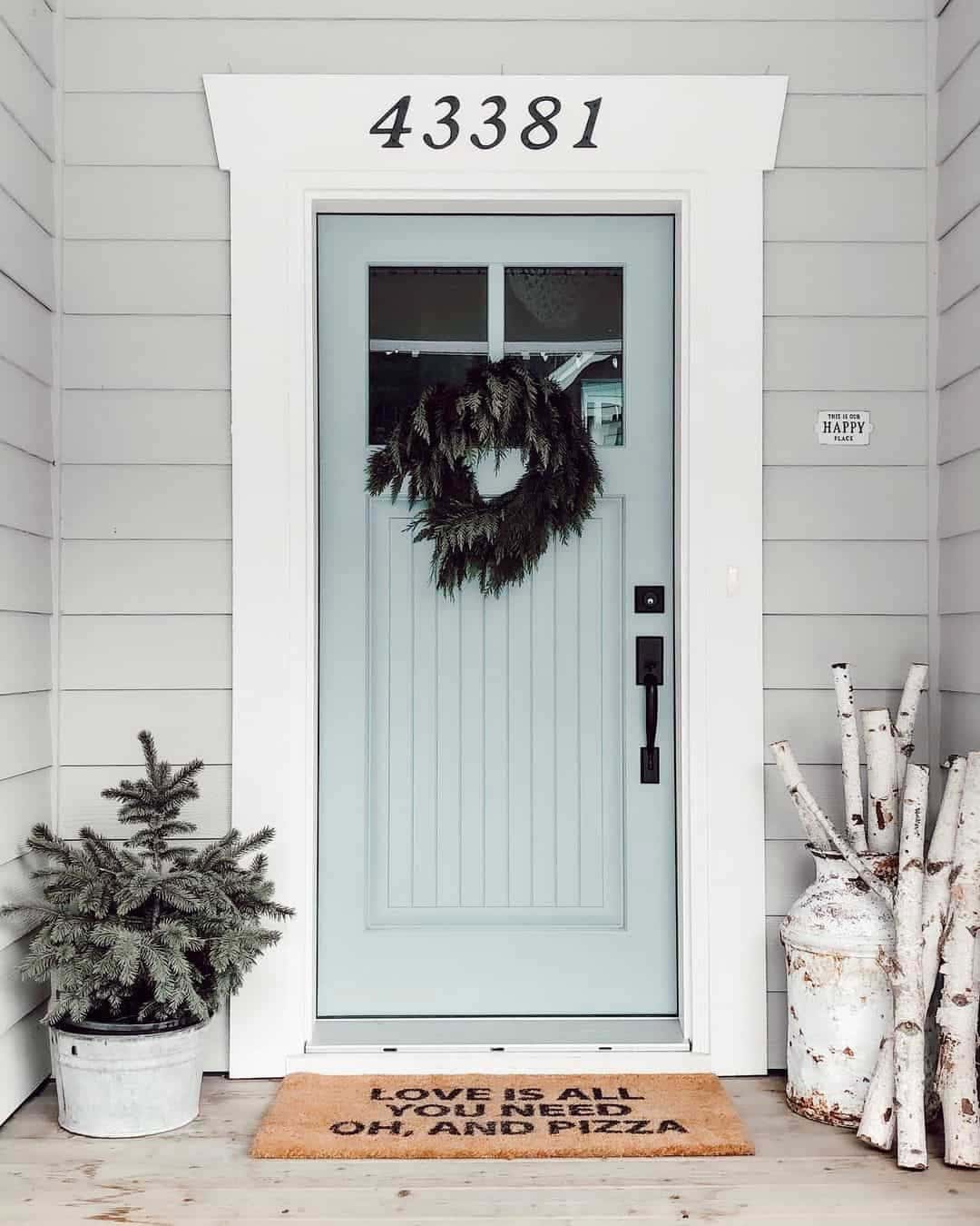 13 of  Winter Front Door with White Molding