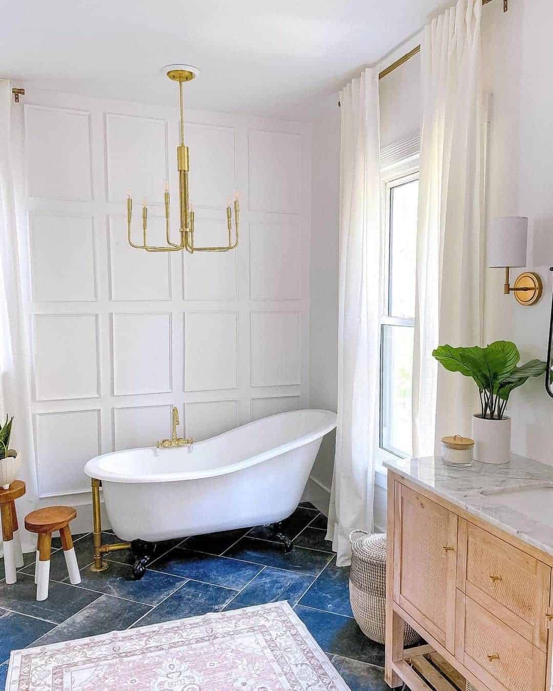 10 of  Elegant Modern Blue, White, and Gold Bathroom