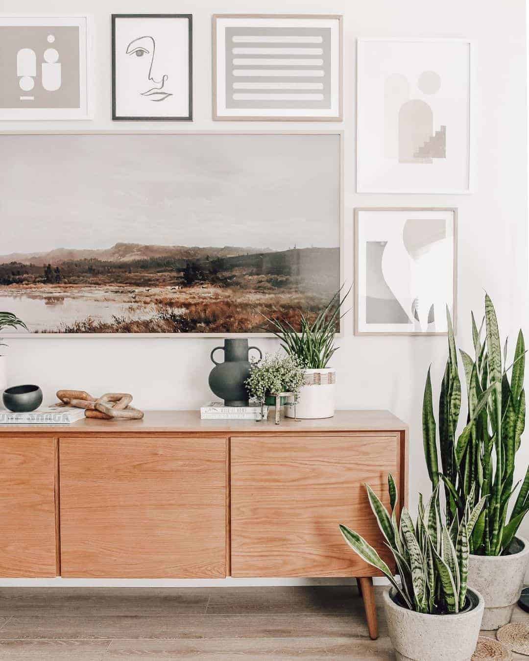 11 of  Warm Wood Sideboard and Large Plants