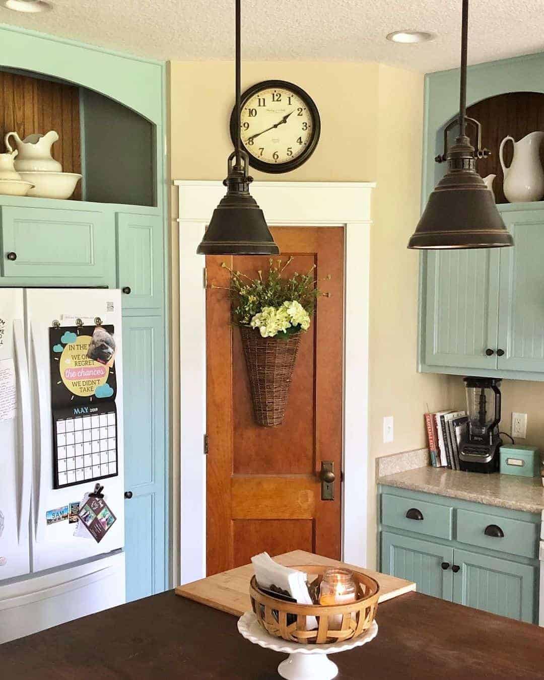 03 of  Farmhouse Kitchen with Wood Two Panel Pantry Door