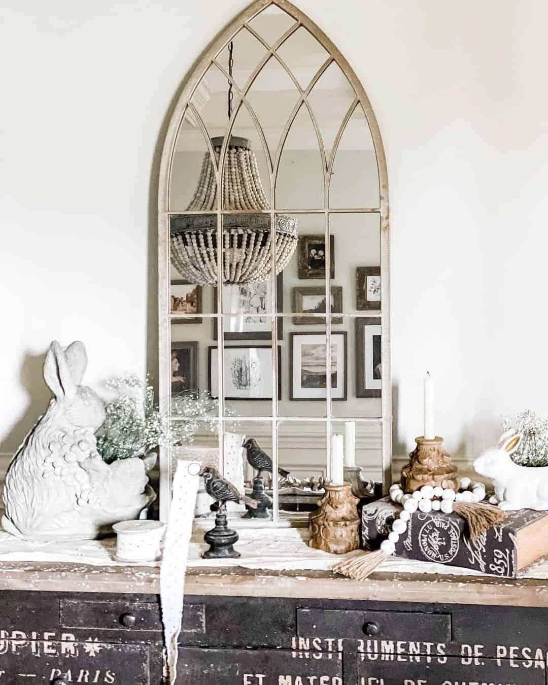 33 of  Empire-Style Wood Bead Chandelier in Mirror