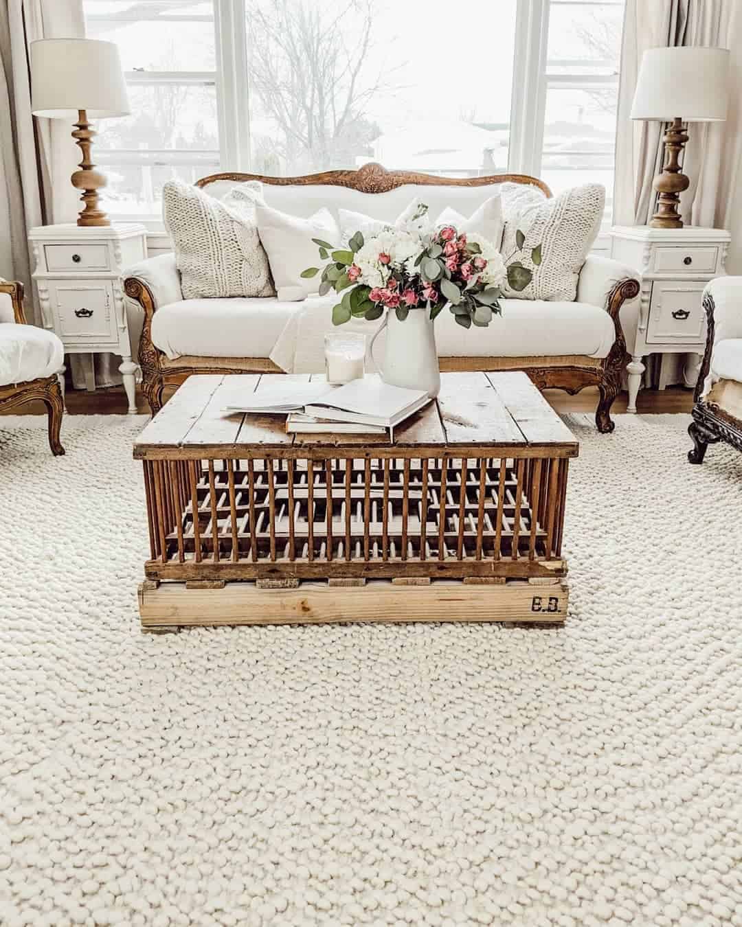 22 of  Rustic Living Room With Antique Seating