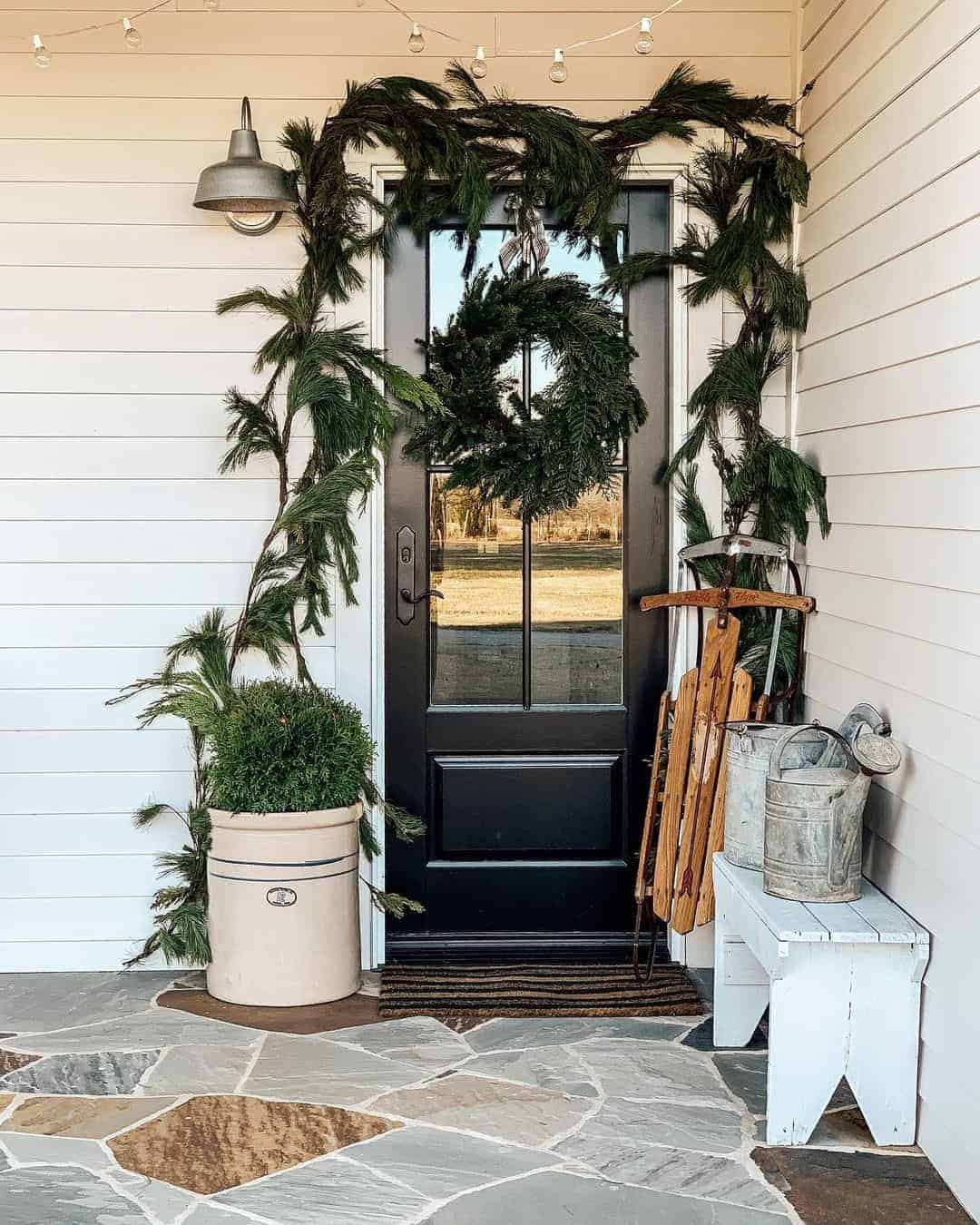 04 of  Black Front Door With Garland