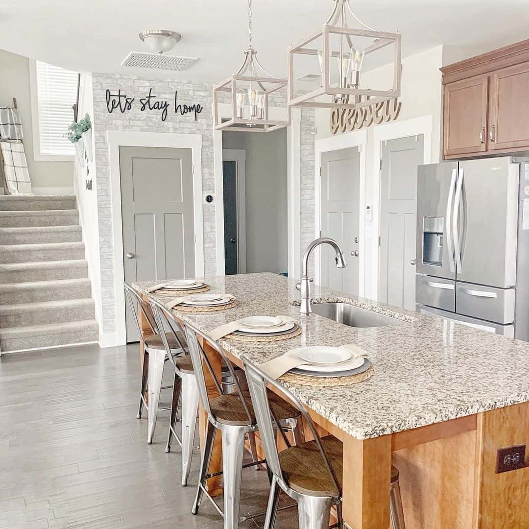 28 of  Gray Faux Brick Wall for Kitchen