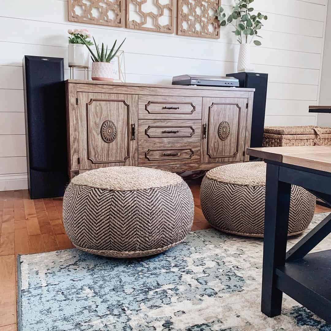 04 of  Ornate Wooden Sideboard Between Black Speakers