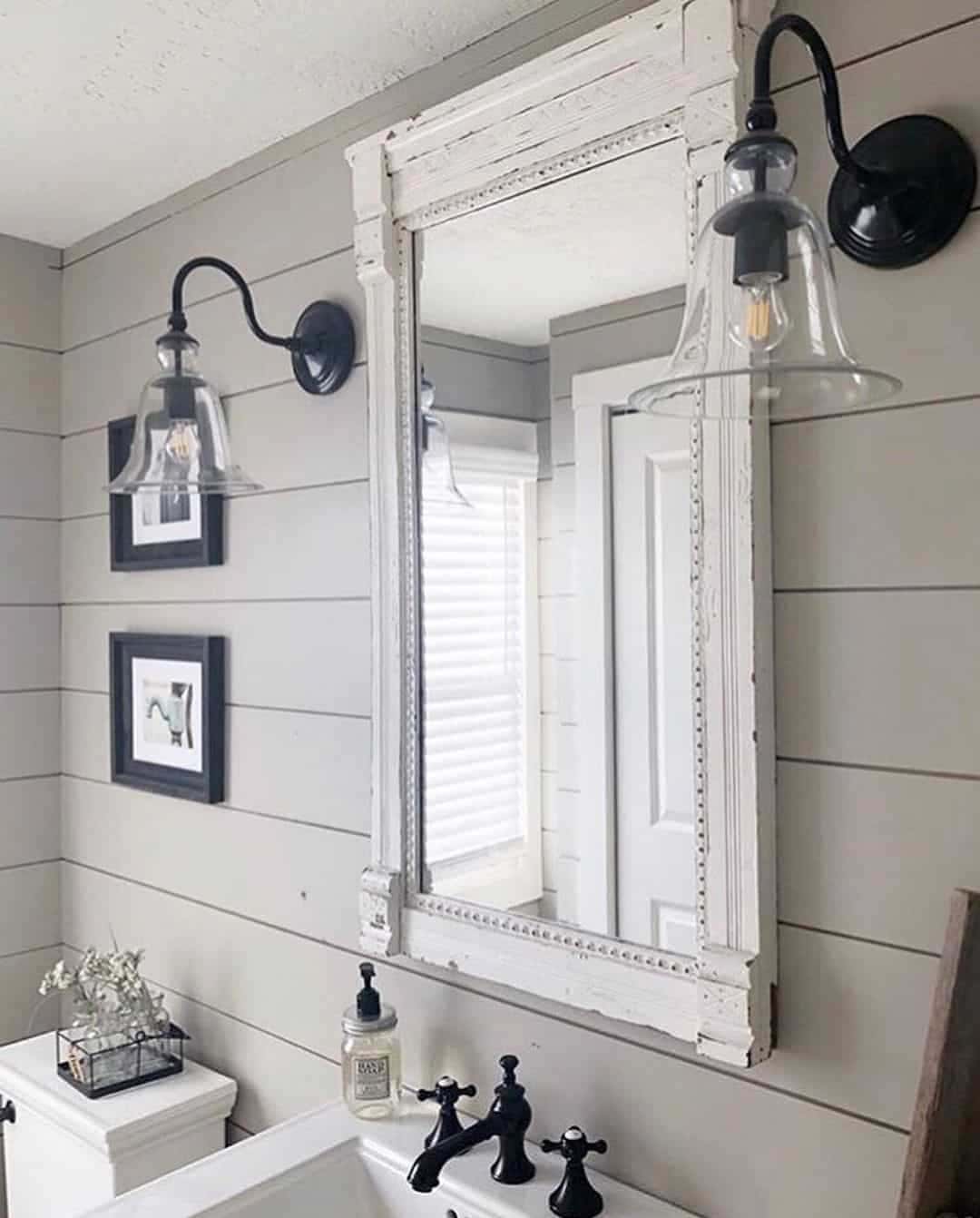 28 of  White Painted Wood Bathroom Mirrors