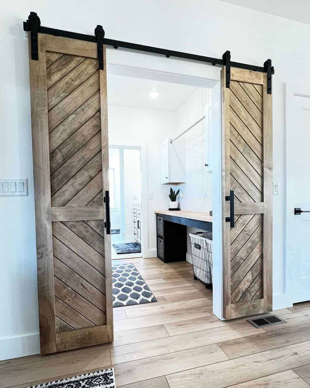 06 of  Split Wooden Barn Door in a Foyer