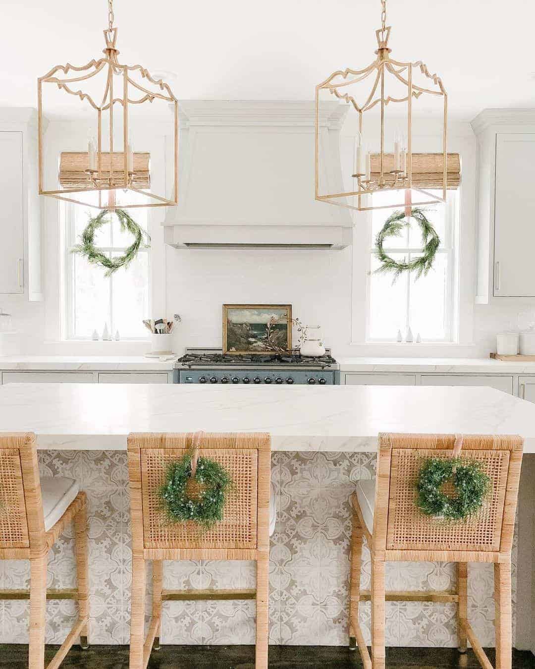 13 of  White Kitchen Windows with Green Wreaths