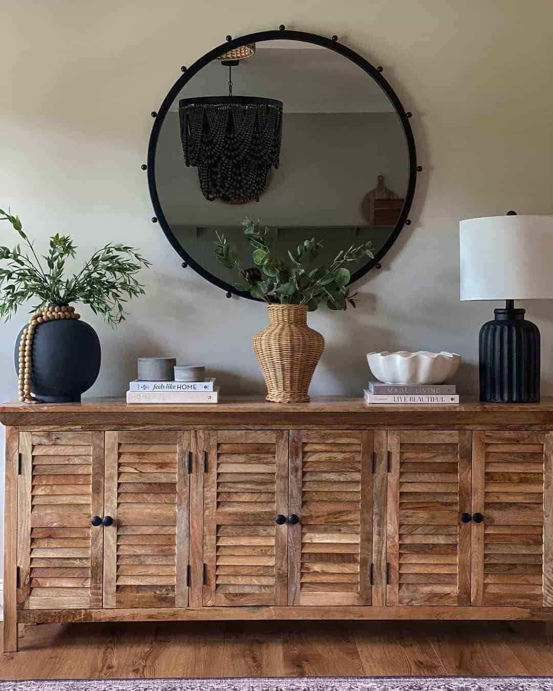 06 of  Wicker Vase on Wood Sideboard in Entryway