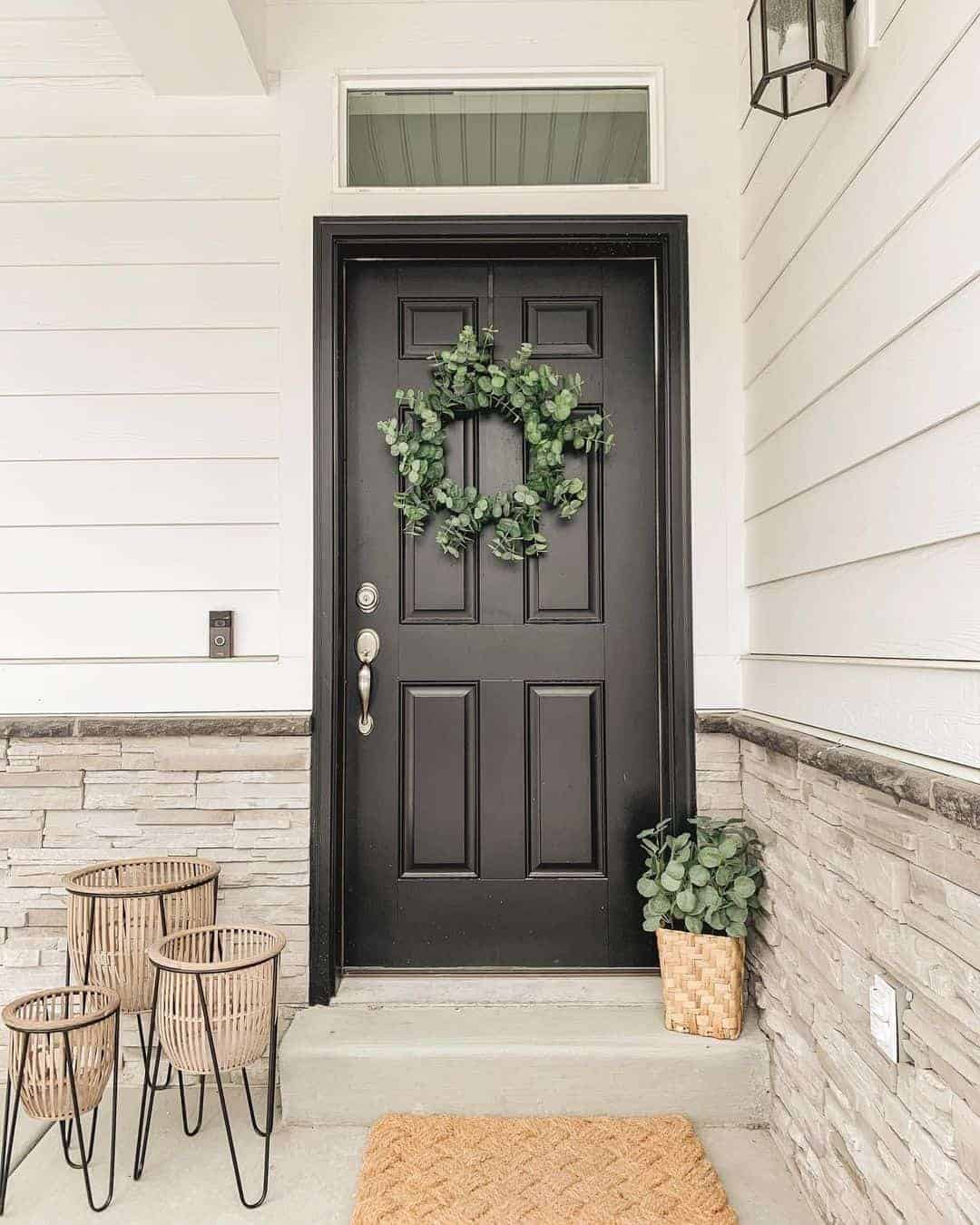 21 of  Green Wreath on a Black Front Door