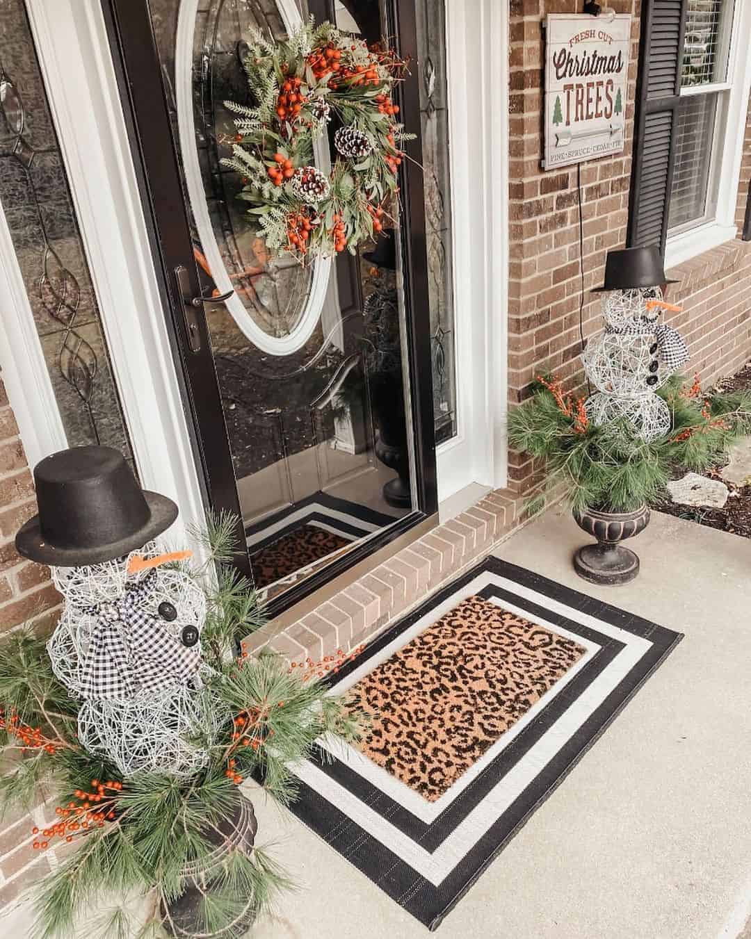 10 of  Holiday Snowmen Jazz Up Brick Entryway