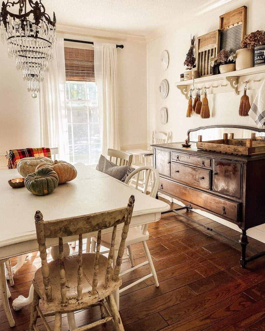 23 of  Cherry Wood Sideboard and White Dining Room Table