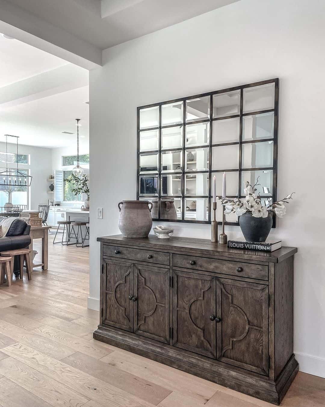 08 of  Ornate Wood Sideboard Under Rectangular Mirror