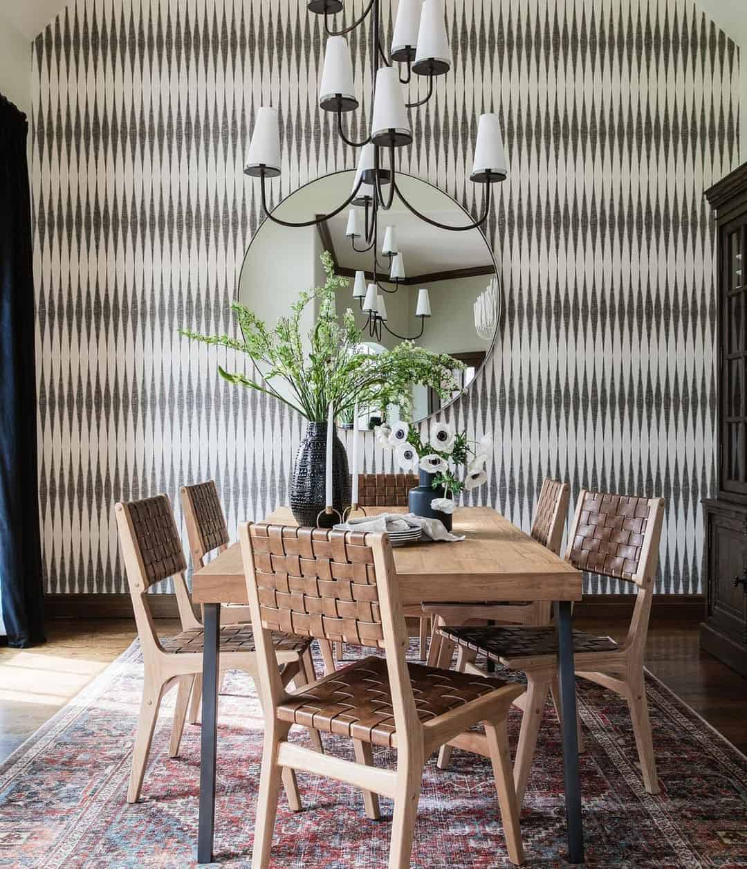 25 of  Neutral Wallpaper Behind Wood Dining Set