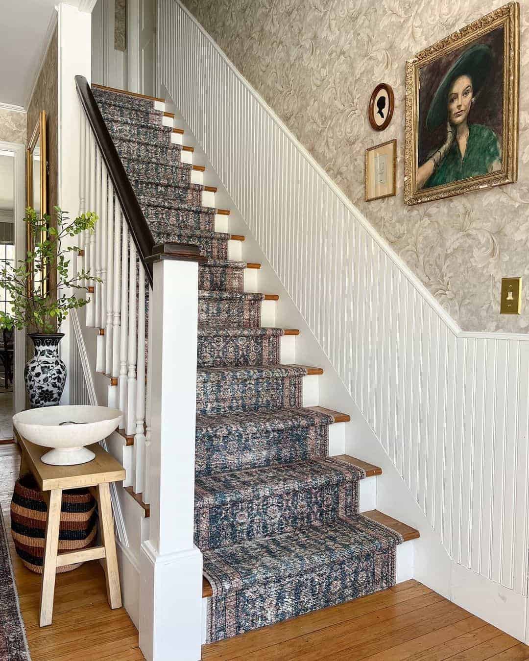 08 of  White Beadboard Wainscoting Up Staircase