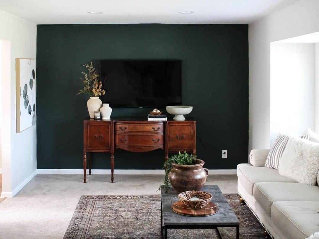 24 of  Living Room With Dark Green Accent Wall