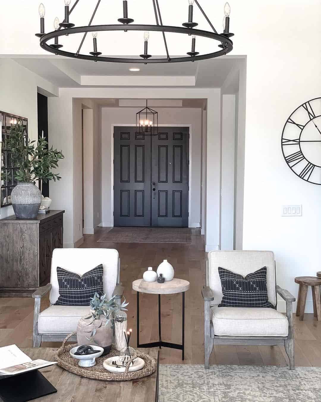 15 of  Brown Rug in Front of Black 6-Panel Front Doors