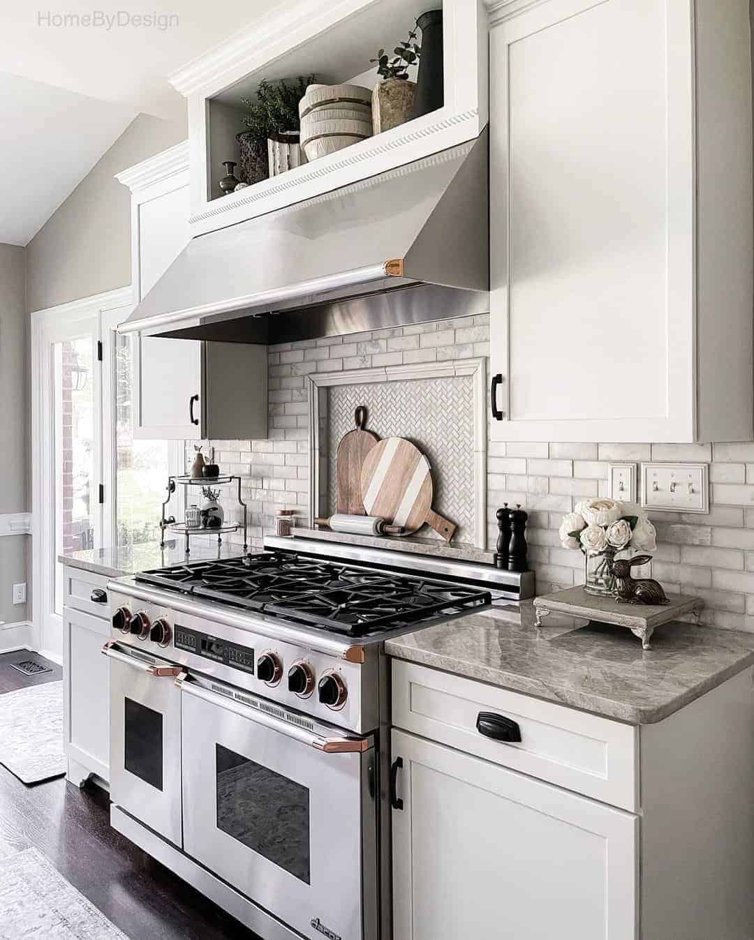 04 of  Herringbone Tile Backsplash Behind Stove Only