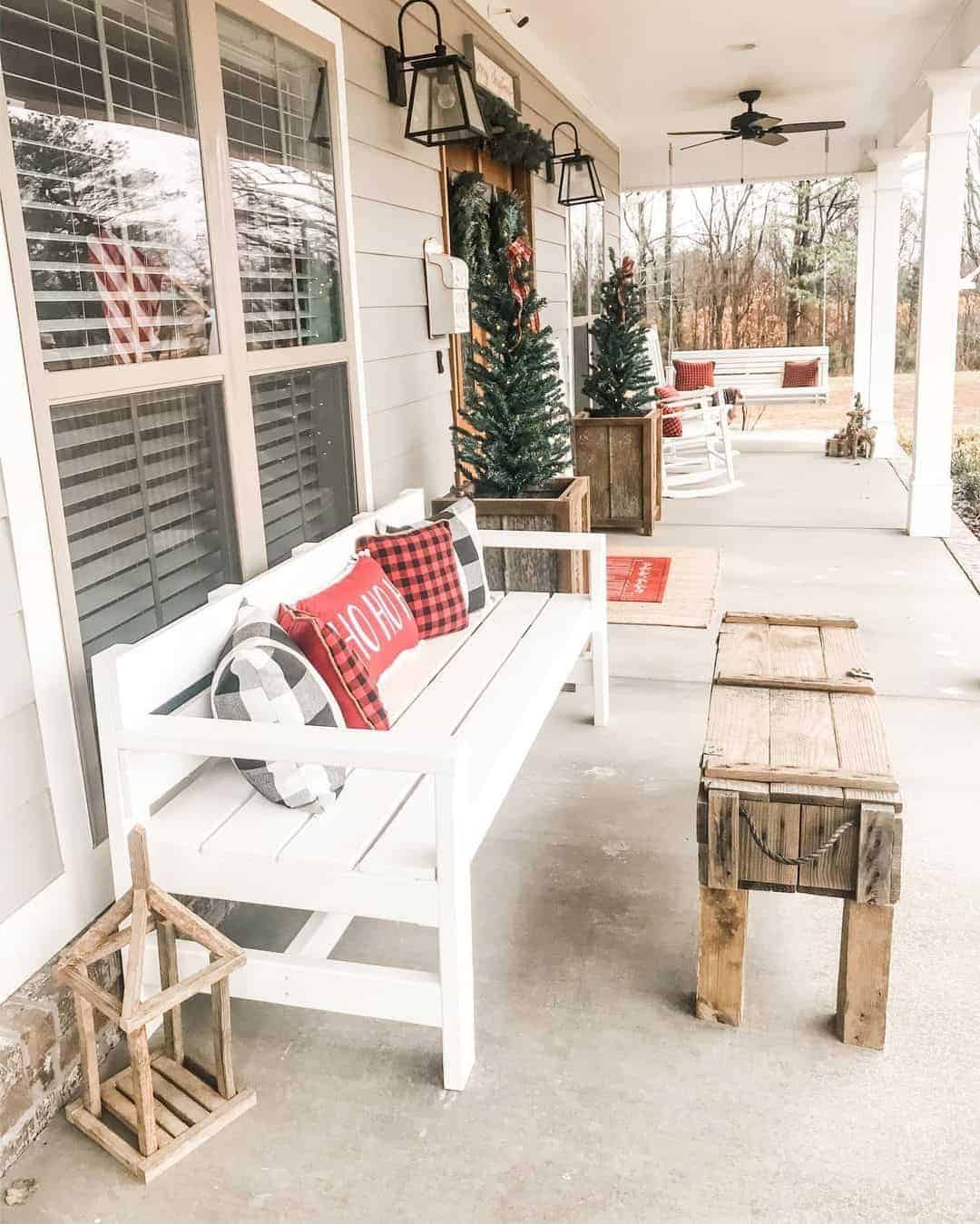 32 of  Rustic Plaid Winter Porch Décor