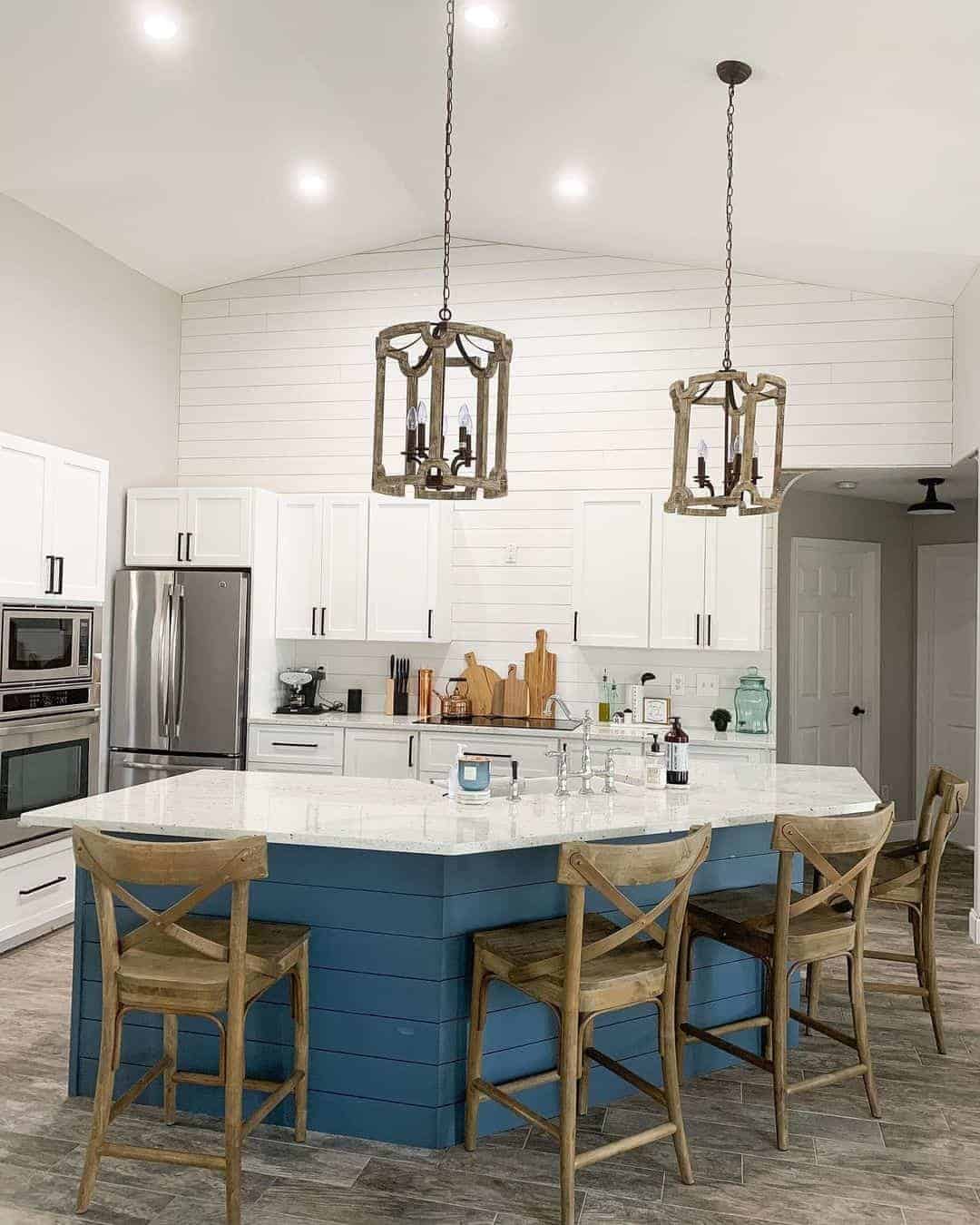 08 of  Blue Kitchen Island With Wooden Chairs