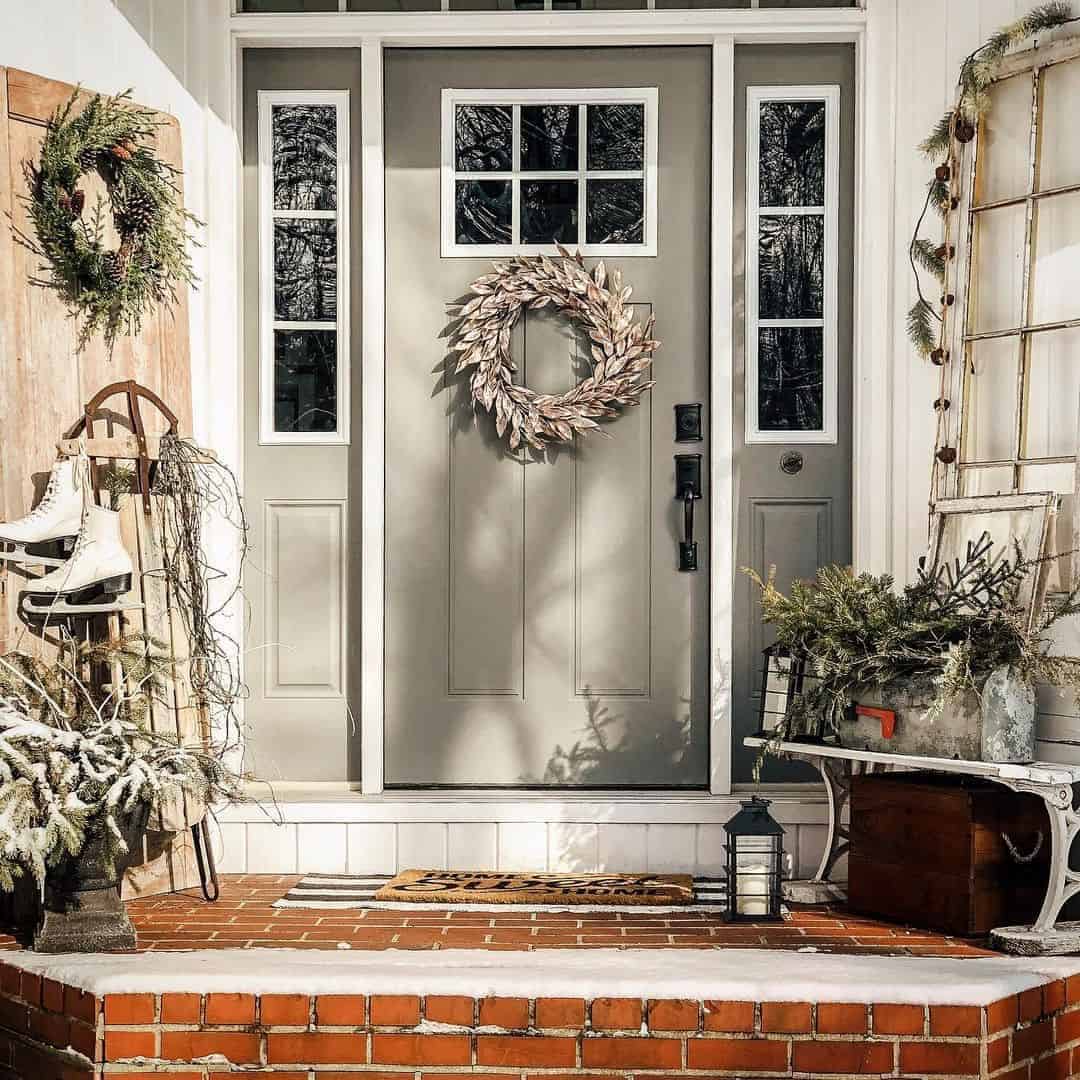 03 of  Brown Wreath on Gray Front Door