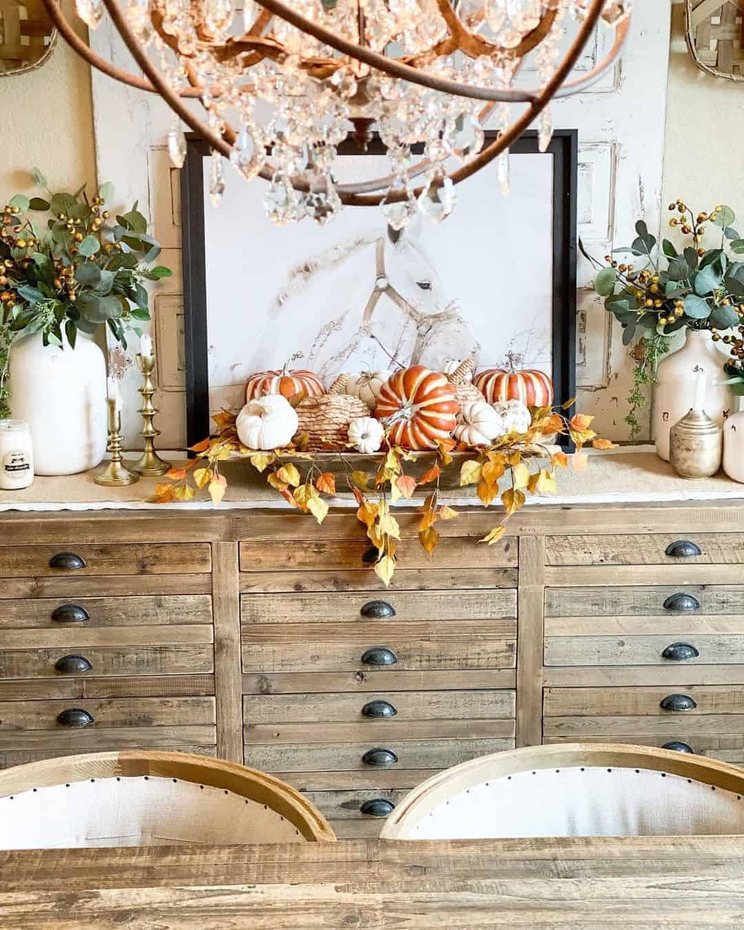 03 of  Fall Foliage on Grey Wood Sideboard