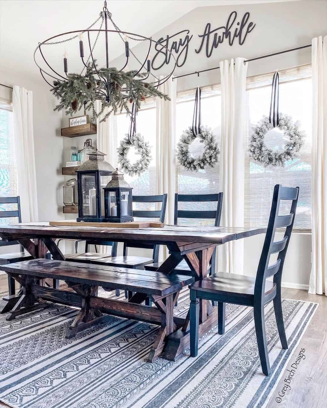 33 of  Black and White Christmas Farmhouse Dining Room