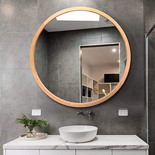 15 of  Round Wood Bathroom Mirror