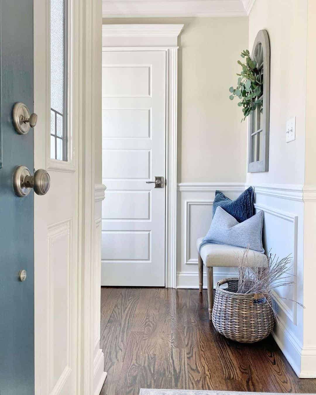 15 of  Blue Accents in Bright Hallway with Wainscotting