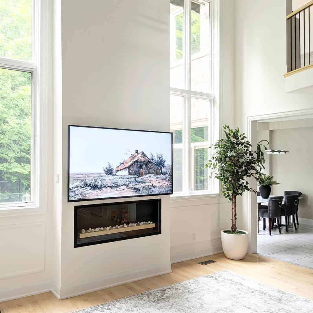 02 of  Two-Story Living Room with White Wainscoting