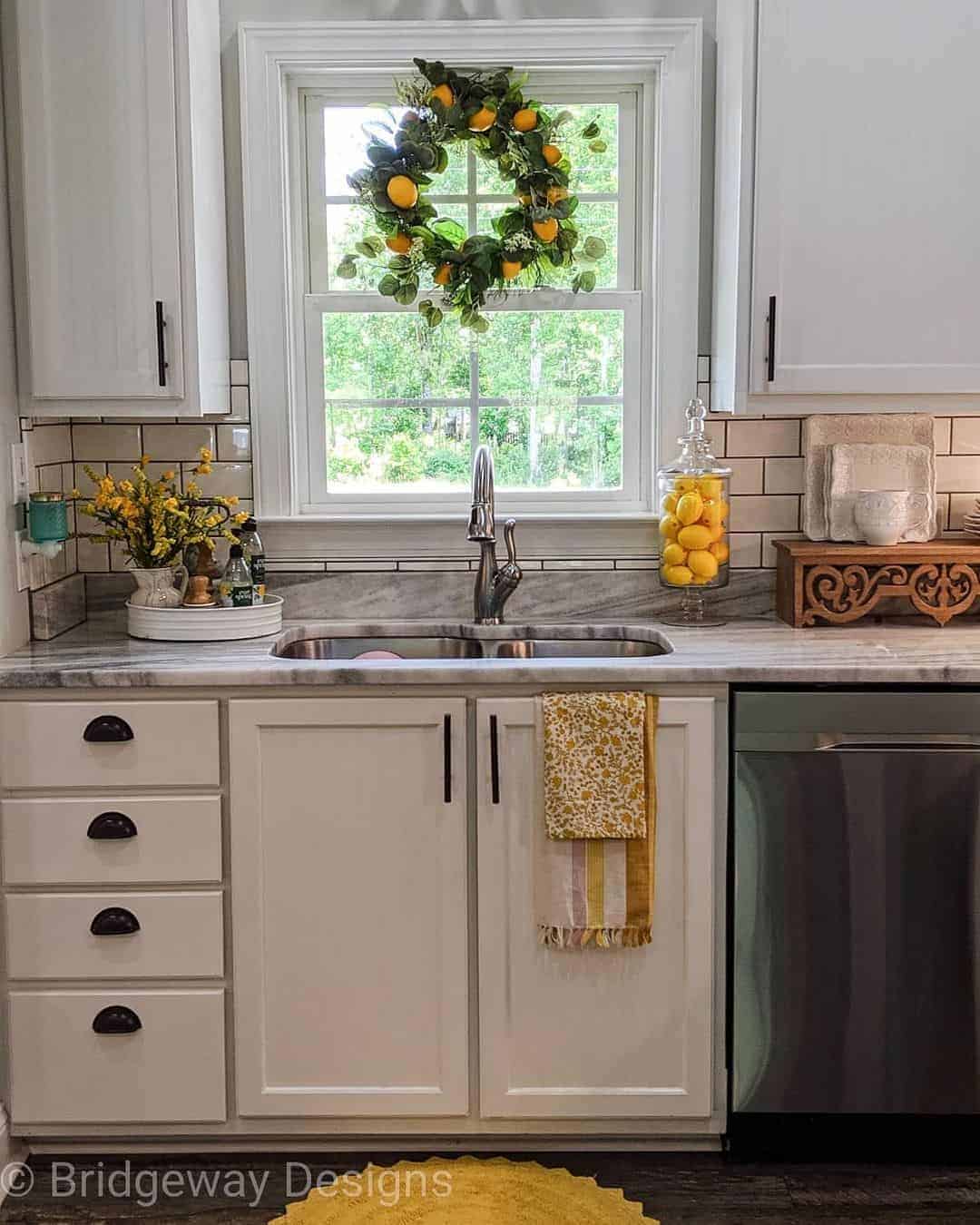 07 of  White and Gray Kitchen with Yellow Décor Ideas