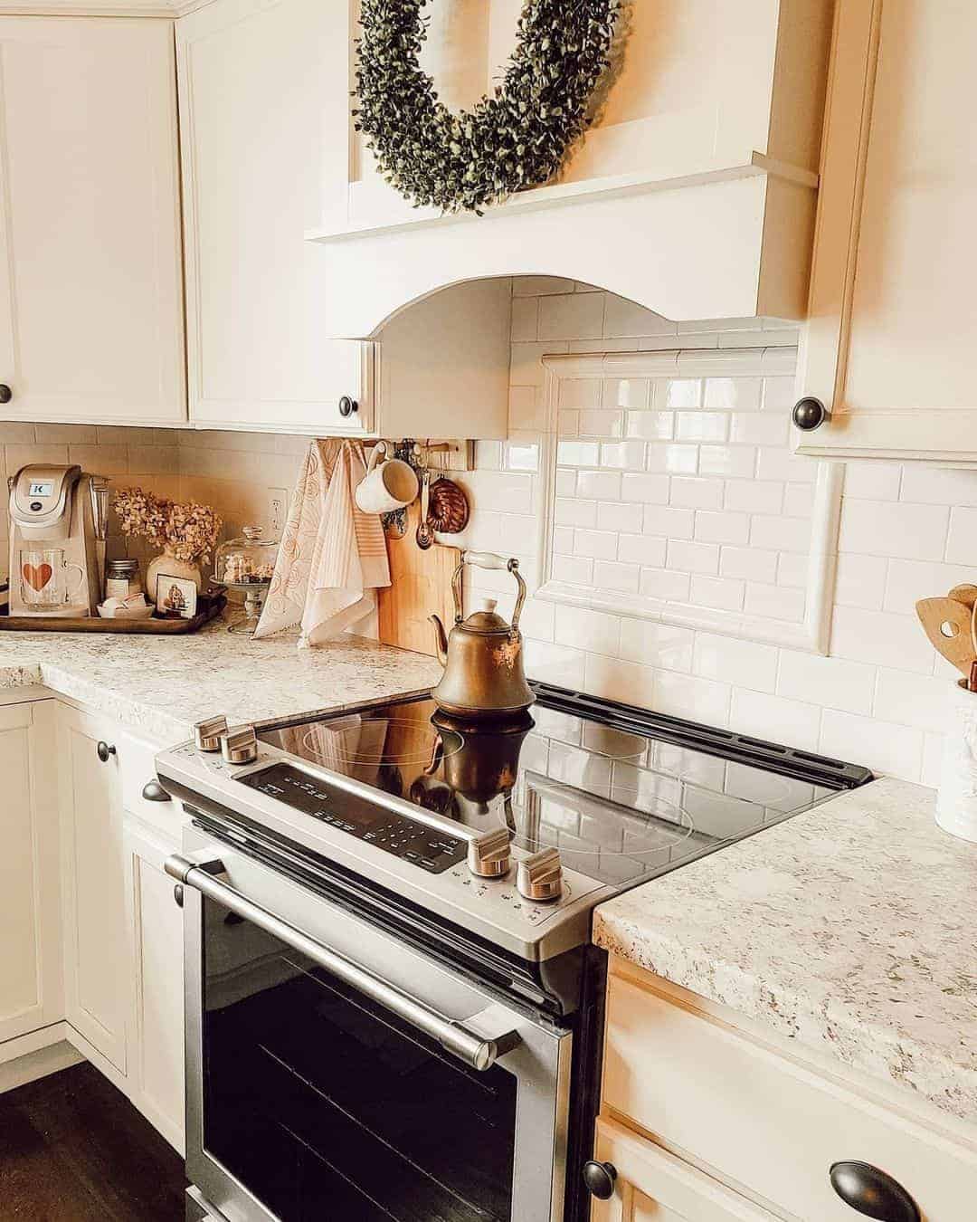 09 of  Neutral Kitchen with Subway Tile Behind Stove