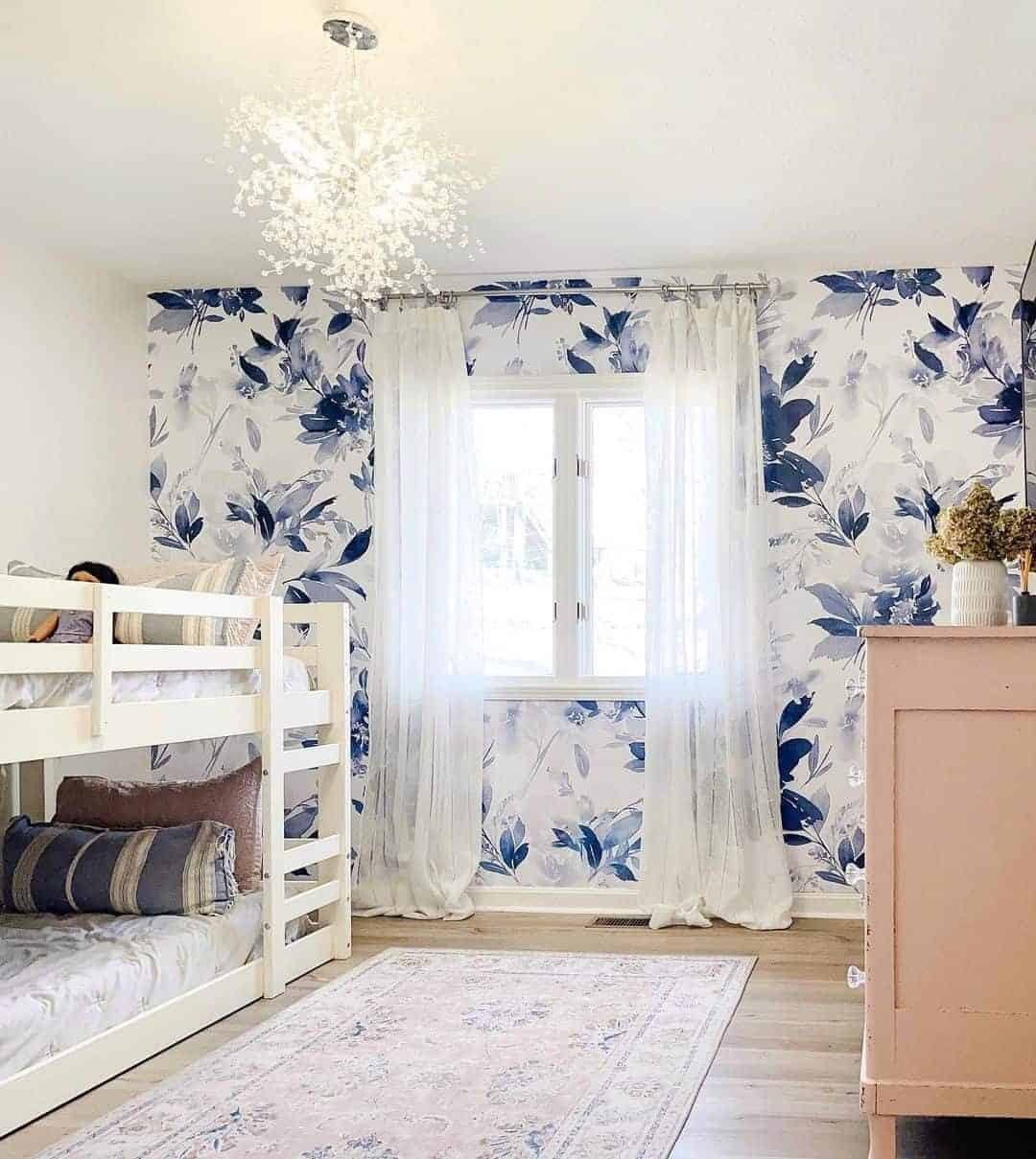 12 of  Accent Wall With Blue Floral Wallpaper